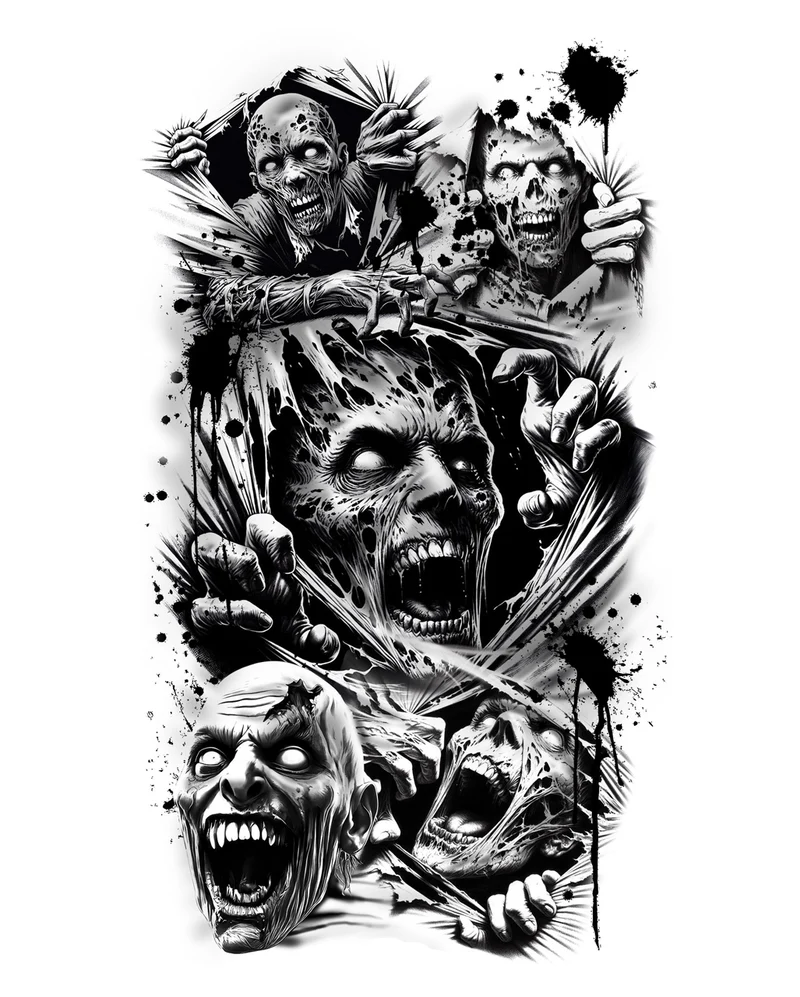 Temporäres Zombie Apokalypse Tattoo zum Aufkleben