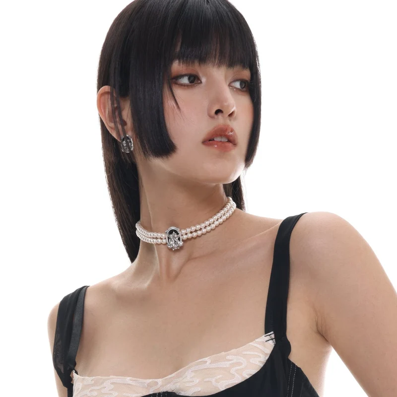 Damen-Gothic-Engel-Perlenhalsband