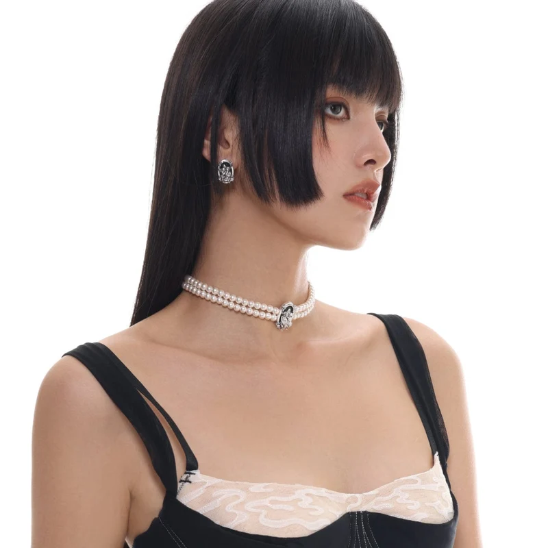 Damen-Gothic-Engel-Perlenhalsband