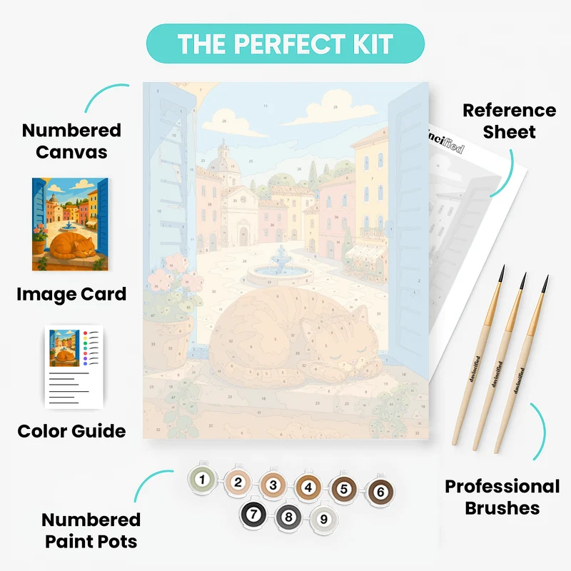 Sleeping Cat in Rome - Paint by Numbers Kit