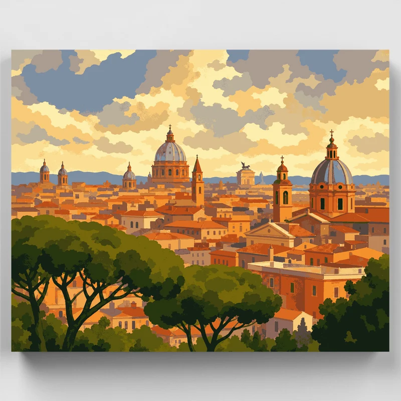Golden Domes of Rome - Paint by Numbers Kit