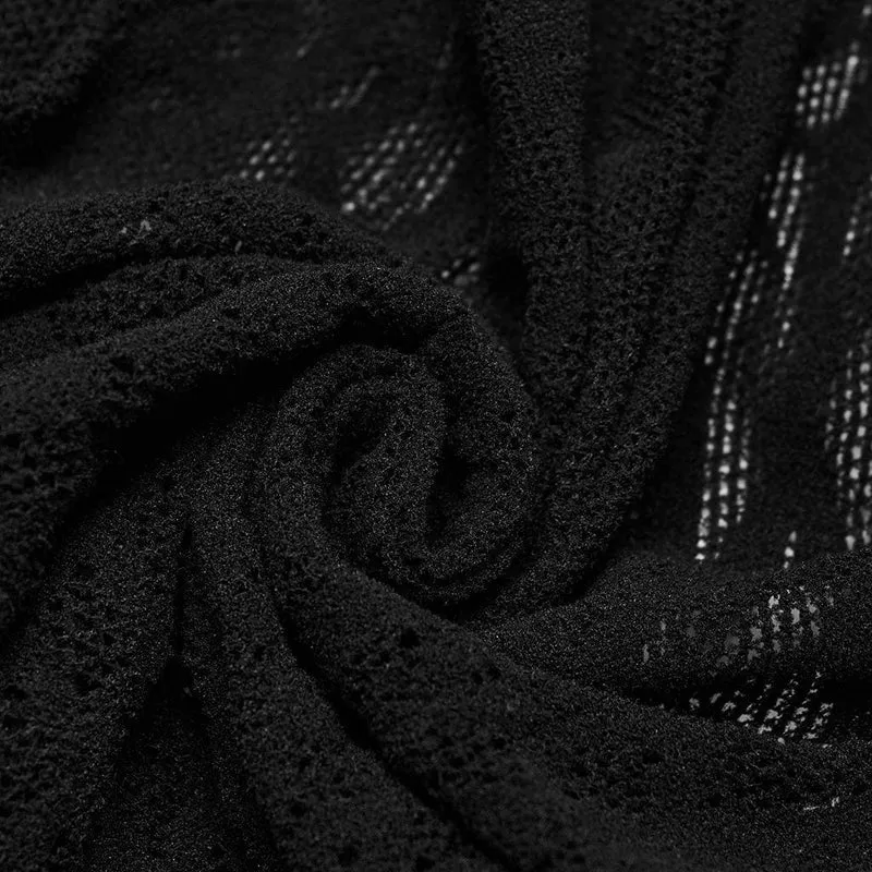 Damen-Gothic-Mesh-Ausschnitt-Kleid mit langen Ärmeln
