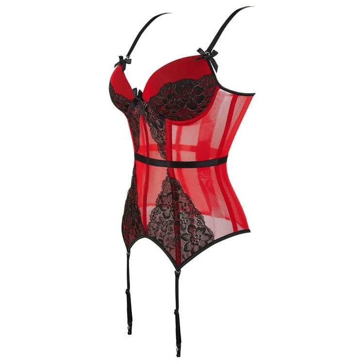 Damen Gothic Butterfly Lace Splice Vollbrustkorsett