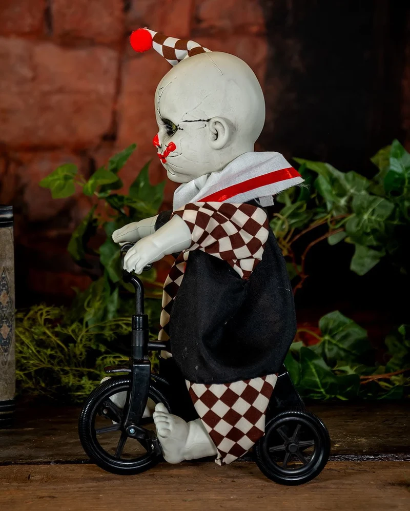 Horrorclown auf Dreirad Halloween Animatronic 39cm
