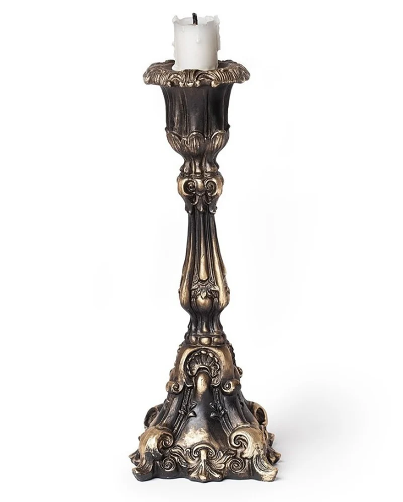 Antik-Goldfarbener Gothic-Barock Kerzenständer 23,5cm