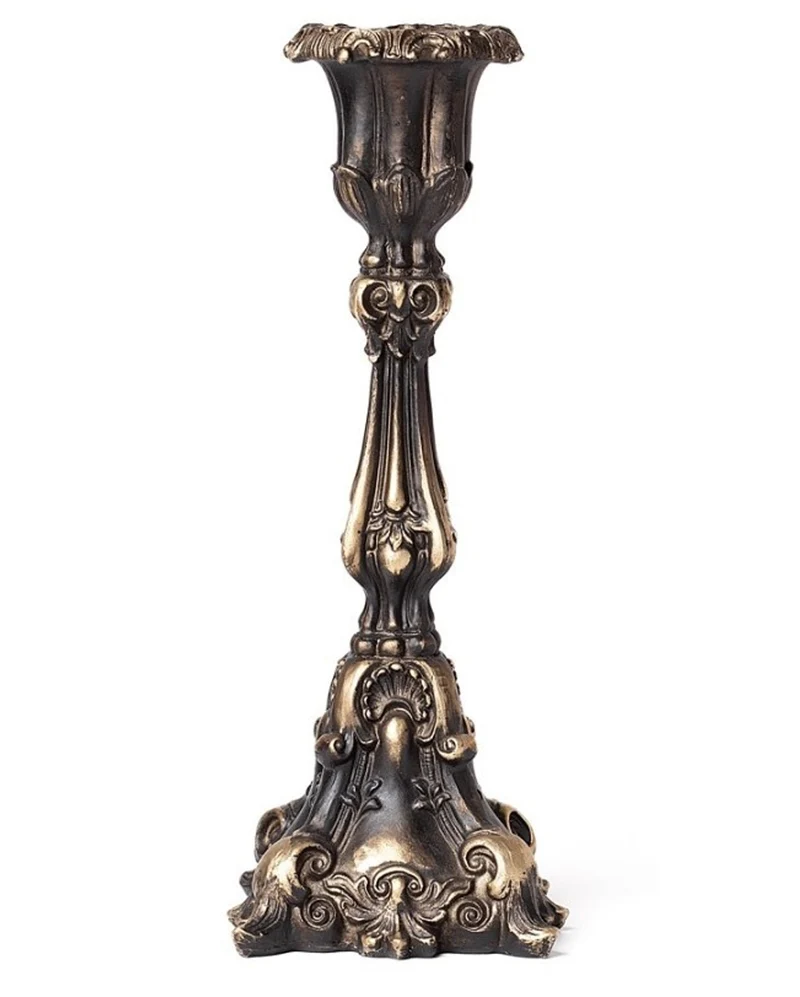 Antik-Goldfarbener Gothic-Barock Kerzenständer 23,5cm