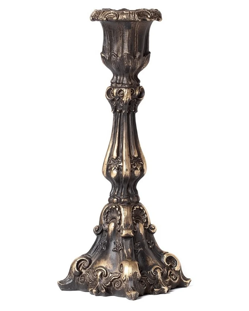 Antik-Goldfarbener Gothic-Barock Kerzenständer 23,5cm