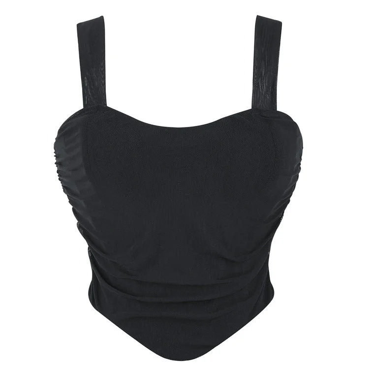 Punk-Mesh-Hosenträger-Vollbrustkorsett für Damen