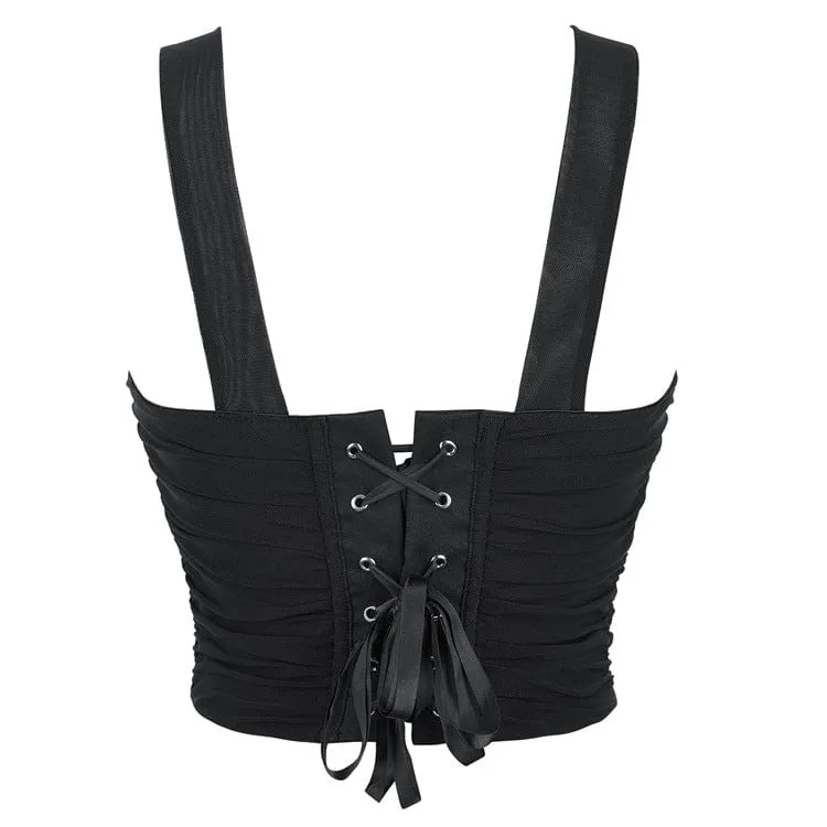 Punk-Mesh-Hosenträger-Vollbrustkorsett für Damen