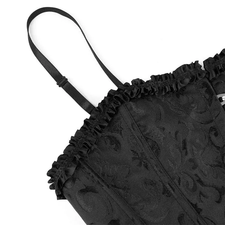 Damen Gothic-Vollbrustkorsett mit Blumenmuster