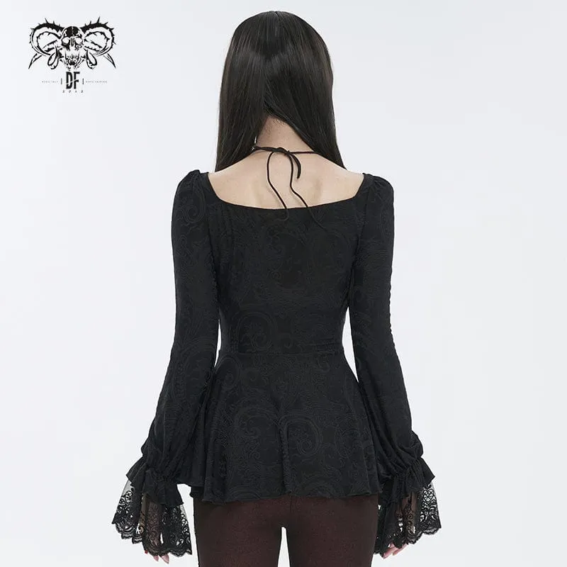 Gothic gekräuseltes Spitzenspleißhemd für Damen