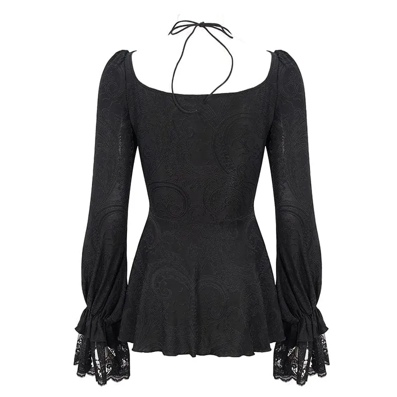 Gothic gekräuseltes Spitzenspleißhemd für Damen