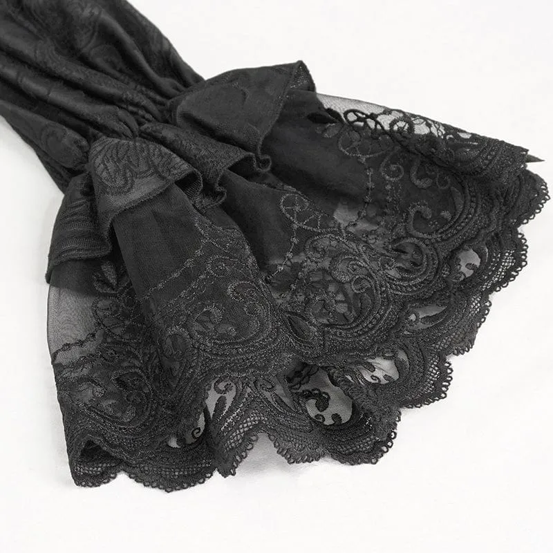 Gothic gekräuseltes Spitzenspleißhemd für Damen