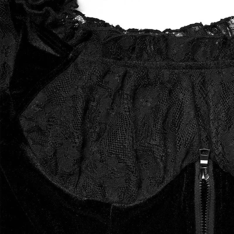 Gothic-Jacke mit Blumenspitzenärmeln und quadratischem Kragen für Damen