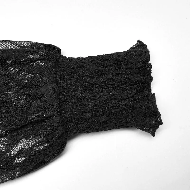 Gothic-Jacke mit Blumenspitzenärmeln und quadratischem Kragen für Damen