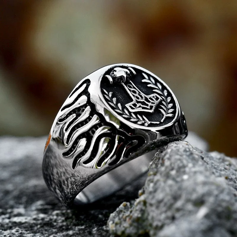 Herren-Punk-Thorshammer-Feuerring