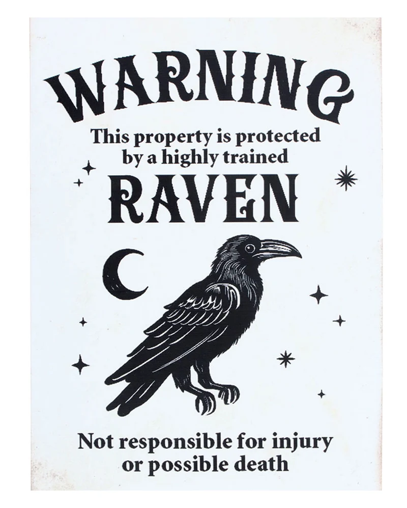 "Protected by a Raven" Metallschild 30x20cm