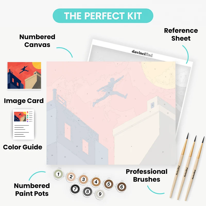 Rooftop Leap at Sunset - Paint by Numbers Kit