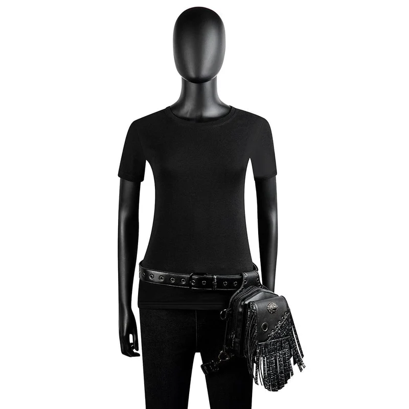 Herren-Gürteltasche aus Kunstleder mit Steampunk-Quasten