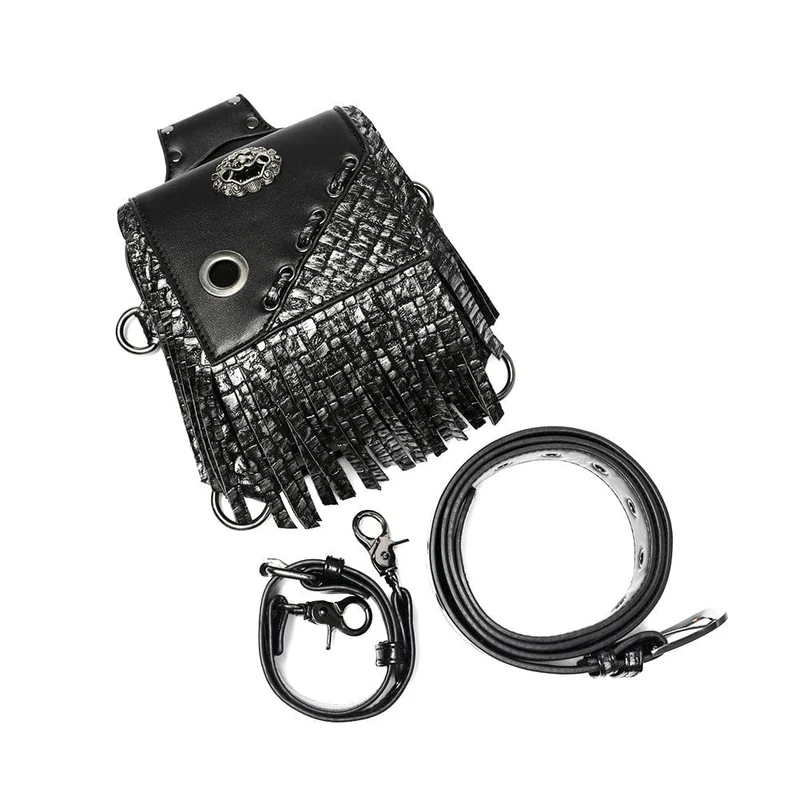 Herren-Gürteltasche aus Kunstleder mit Steampunk-Quasten