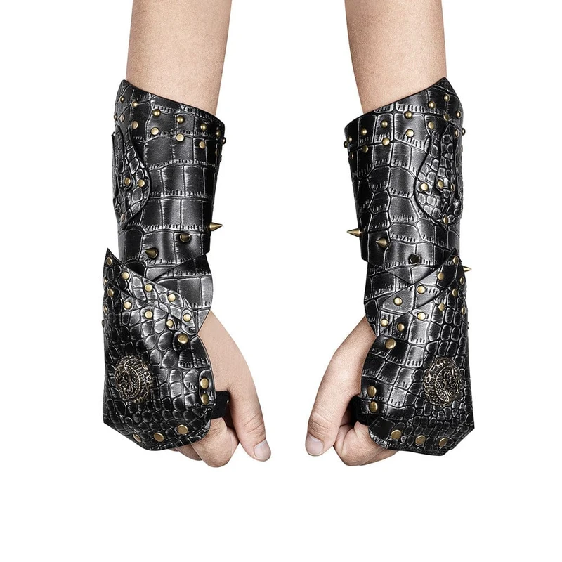 Steampunk-Cosplay-Handschuhe aus Kunstleder für Herren mit Nieten