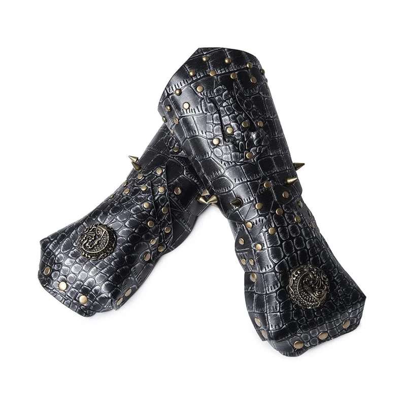 Steampunk-Cosplay-Handschuhe aus Kunstleder für Herren mit Nieten