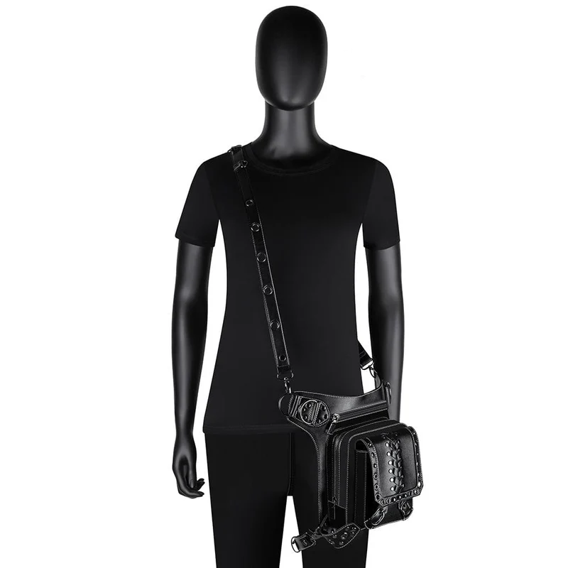 Herren-Steampunk-Ösen-Multifunktionstasche aus Kunstleder