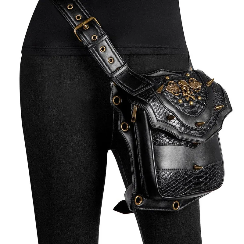 Unisex Steampunk Totenkopf Kunstledertasche