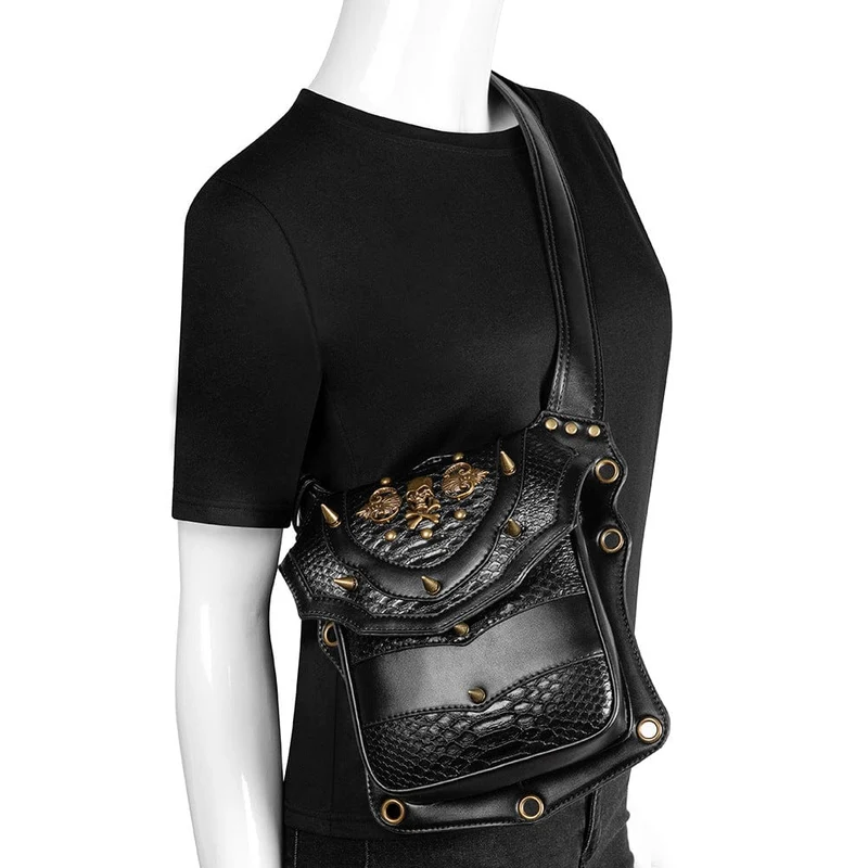Unisex Steampunk Totenkopf Kunstledertasche