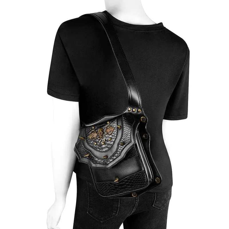 Unisex Steampunk Totenkopf Kunstledertasche