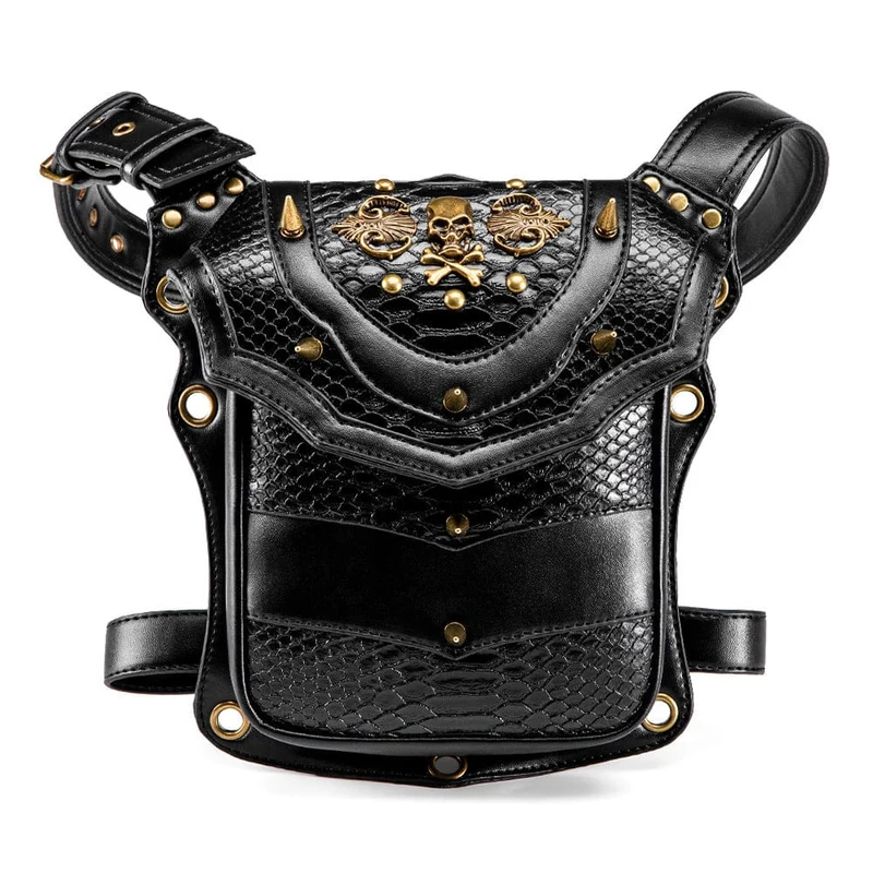 Unisex Steampunk Totenkopf Kunstledertasche