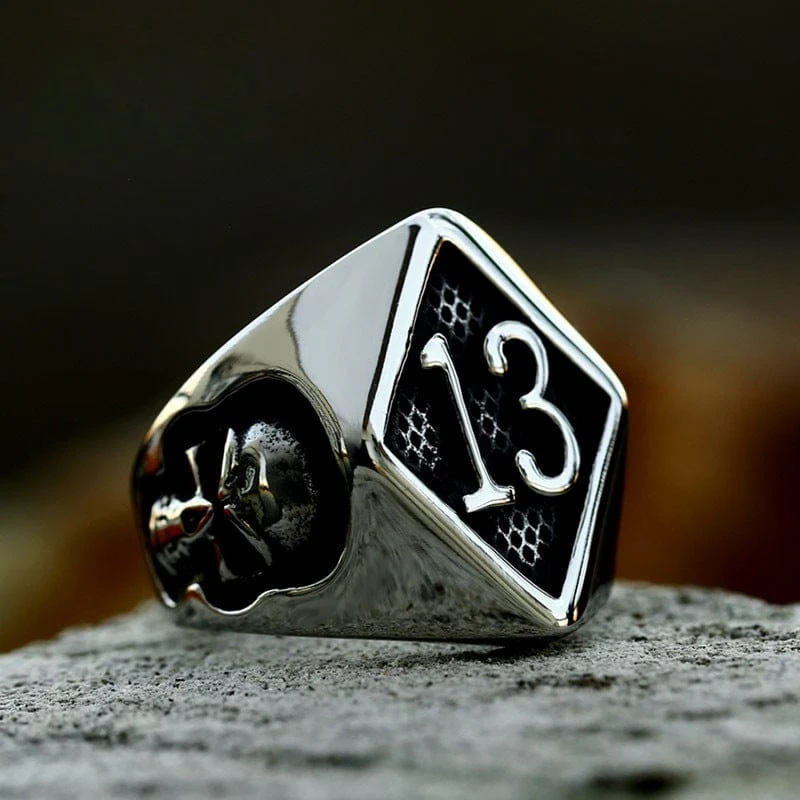 Punk-Totenkopfring mit der Nummer 13 für Herren