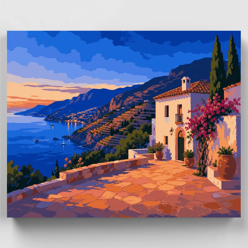 Coastal Terrace at Dusk - Paint by Numbers Kit