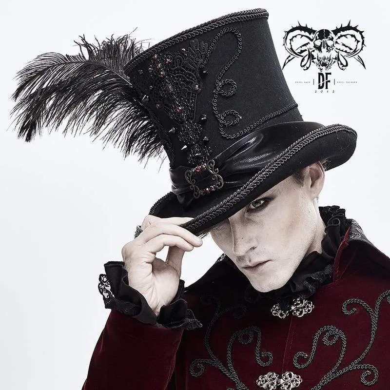 Herren-Gothic-Feder-Strass-Hüte mit Nieten