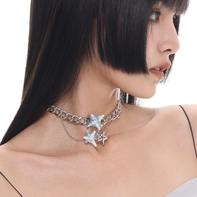 Damen-Halskette mit Seestern im Grunge-Stil