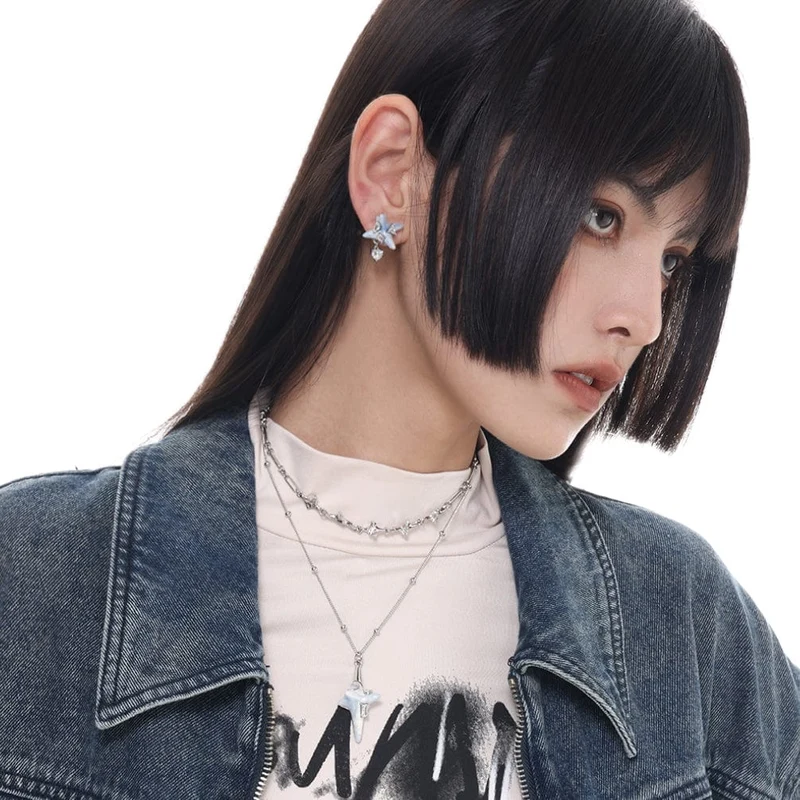 Damen-Ohrringe mit Seestern im Grunge-Stil