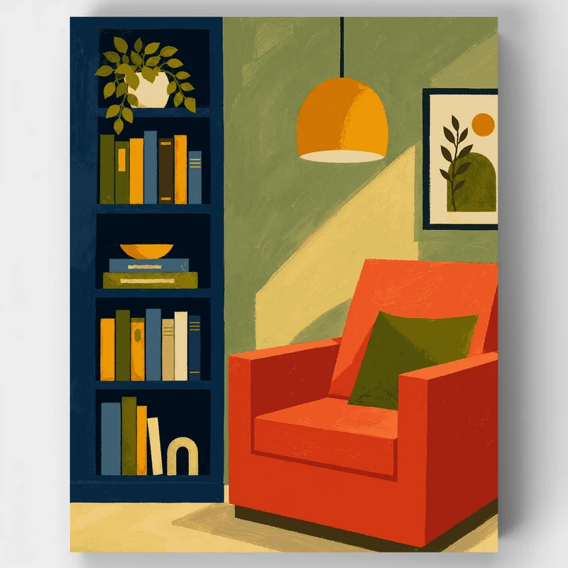 Red Armchair Corner - Paint by Numbers Kit