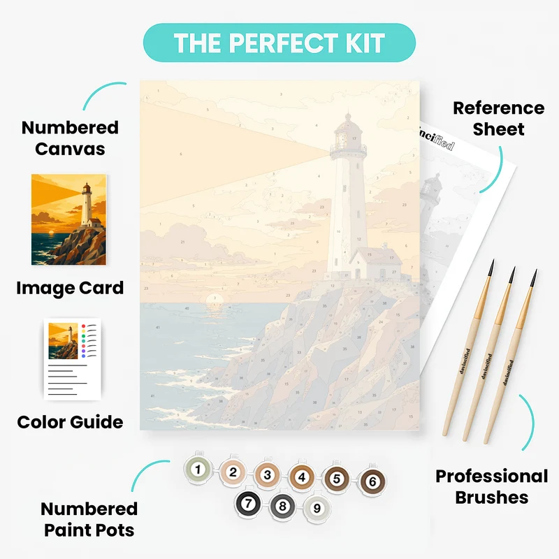 Coastal Lighthouse Glow - Paint by Numbers Kit