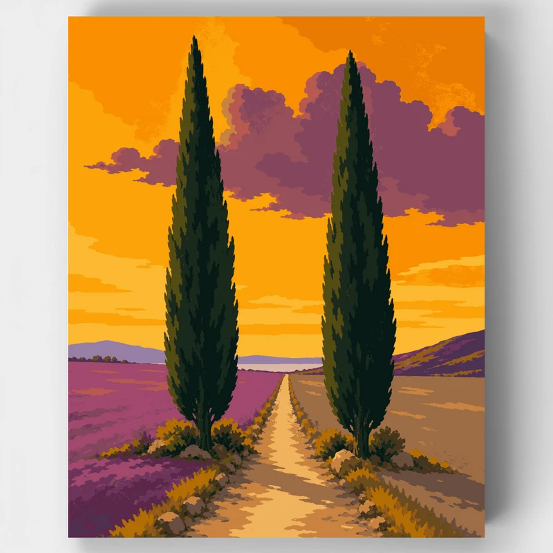 Cypress Road at Sunset - Paint by Numbers Kit