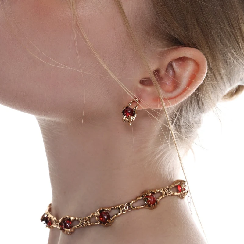Damen Gothic Strass Ohrringe