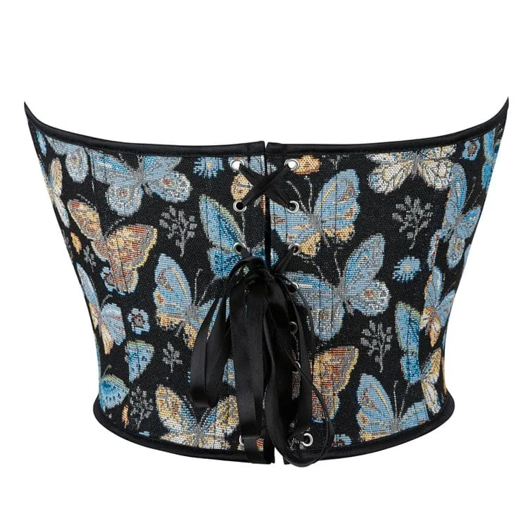 Damen Gothic Vollbrustkorsett mit tiefem Schmetterlingsdruck