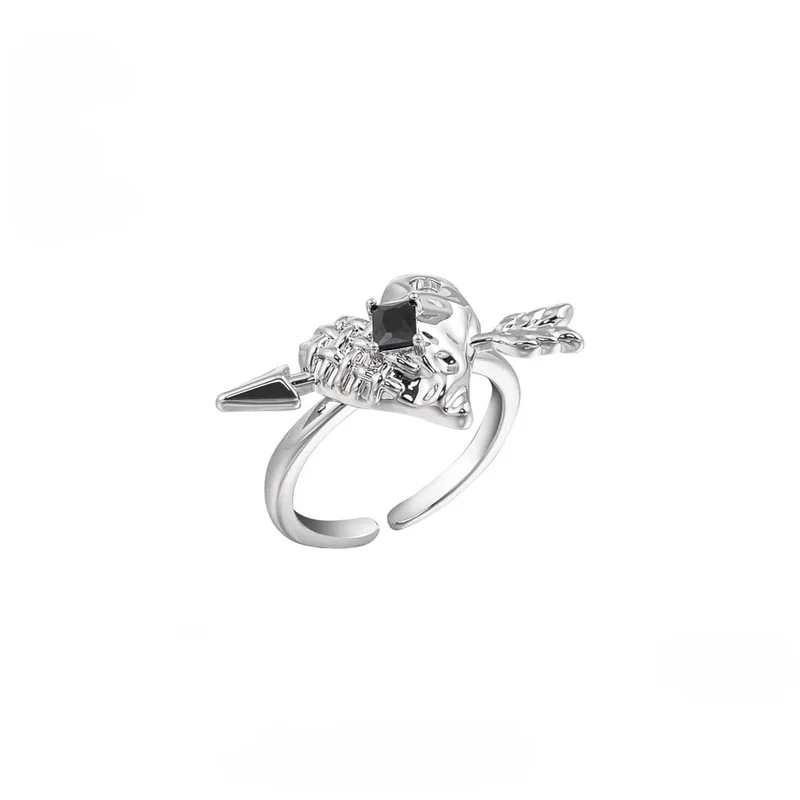 Damen-Punk-Ring mit durchbohrtem Pfeil-Herz