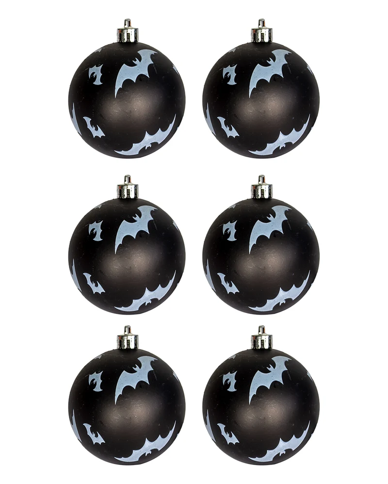 Schwarze Christbaumkugeln mit Fledermäusen Ø 6cm