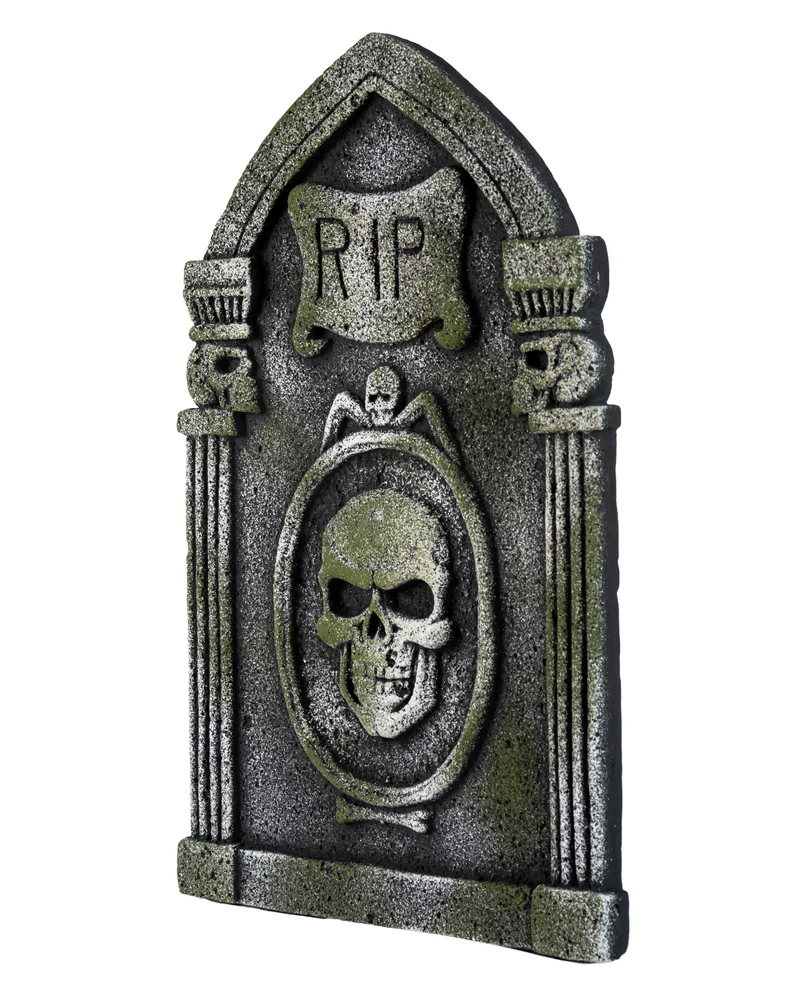 R.I.P. Grabstein mit Totenköpfe & Säulen 53cm