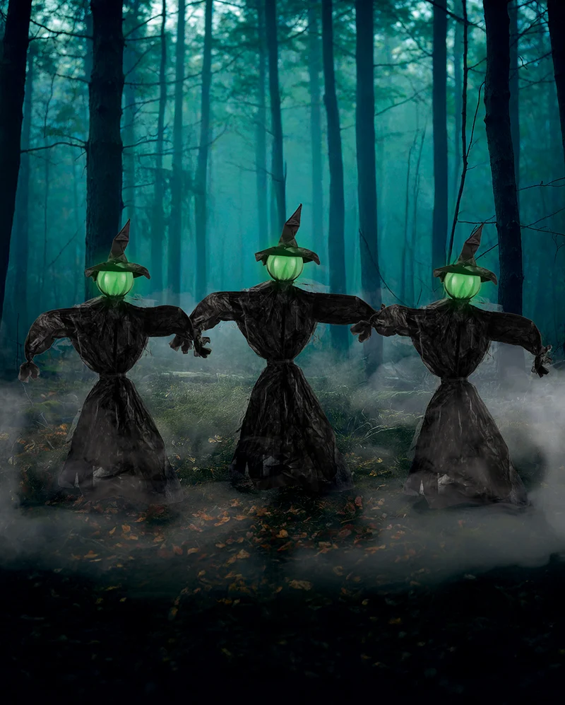 Halloween Hexen mit grünem Licht 3er-Set 113cm