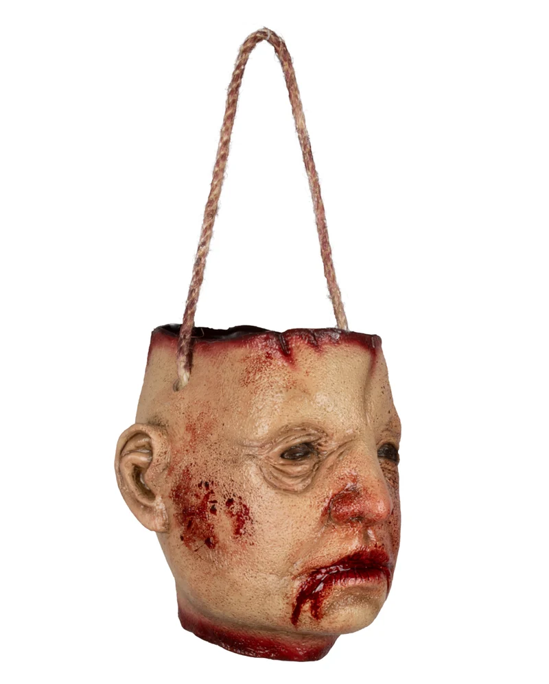 Abgetrennter Blutiger Schädel als Tasche