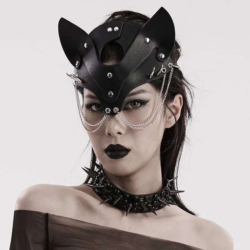 Punk Fox Kunstledermaske für Damen