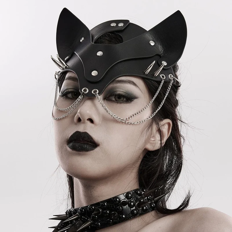 Punk Fox Kunstledermaske für Damen