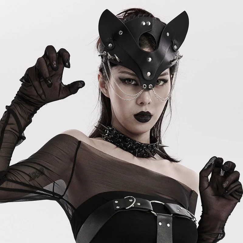 Punk Fox Kunstledermaske für Damen