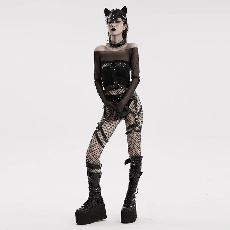 Punk Fox Kunstledermaske für Damen